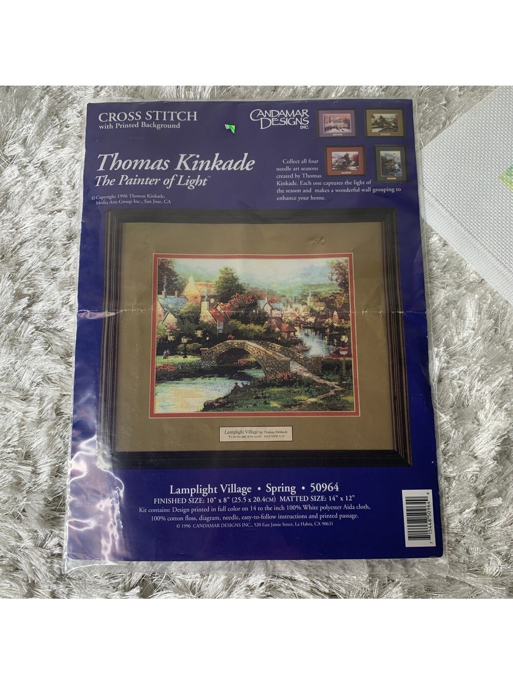 1996 Thomas Kinkade Cross stitch Kit The painter of light Lamplight village